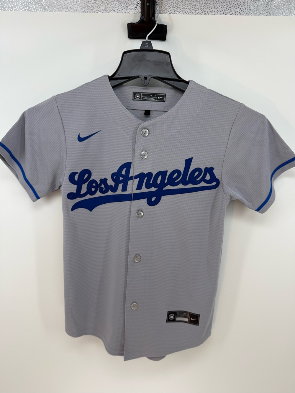 Nike Grey Los Angeles Baseball Jersey with Blue Script